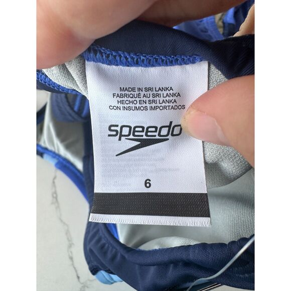 NWT Speedo Quantum Racing Cut Blue and Black One Piece Swimsuit Size 6 - Picture 12 of 12